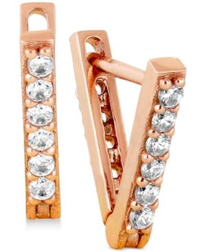 Lucky Brand Rose Gold-tone Pave Triangle Drop Earrings