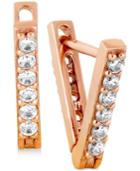 Lucky Brand Rose Gold-tone Pave Triangle Drop Earrings