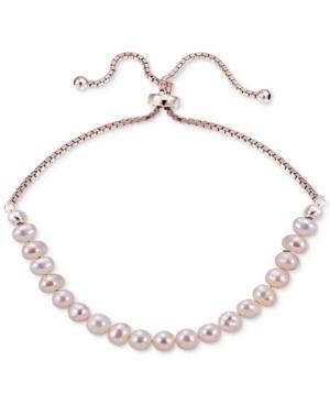 Giani Bernini 18k Rose Gold-plated Sterling Silver Pink Fresh Water Pearl Adjustable Bracelet, Only At Macy's