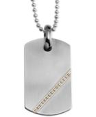 Men's Diamond Dog Tag Pendant Necklace (1/6 Ct. T.w.) In Stainless Steel & 14k Gold