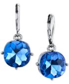2028 Silver-tone Blue Stone Drop Earrings
