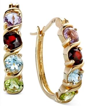 Victoria Townsend 18k Gold Over Sterling Silver Earrings, Multistone Hoop Earrings