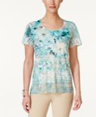 Jm Collection Floral-print Studded Top, Created For Macy's