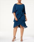 Sl Fashions Plus Size Embellished Tiered Chiffon Dress