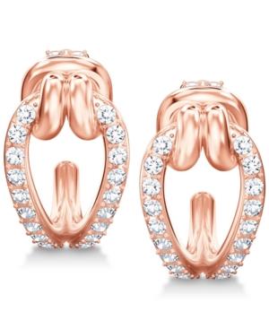 Swarovski Rose Gold-tone Pave Drop 1/2 Hoop Earrings