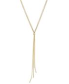 Italian Gold Tassel Lariat Long Necklace In 14k Gold-plated Sterling Silver