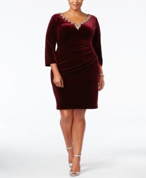 Alex Evenings Plus Size Embellished Velvet Shift Dress