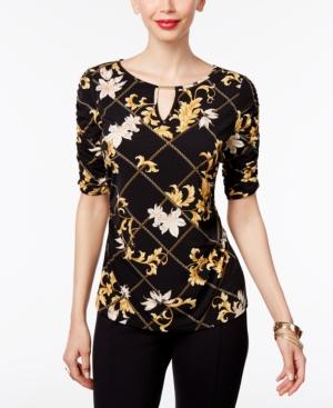 Thalia Sodi Printed Ruched Hardware Top, Only At Macy's
