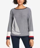 Tommy Hilfiger Cotton Sailboat-print Sweater, Created For Macy's