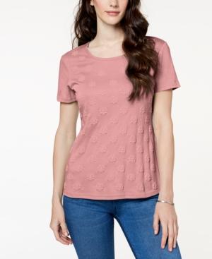 Karen Scott Embossed-print T-shirt, Created For Macy's