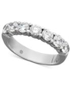 Certified Seven Diamond Station Band Ring In 14k White Gold (1-1/2 Ct. T.w.)