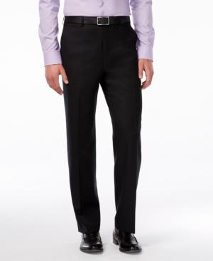 Shaquille O'neal Collection Big And Tall Black Textured Classic-fit Pants, Only At Macy's