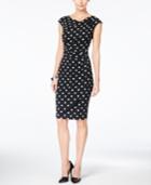 Connected Petite Polka-dot-print Sheath Dress