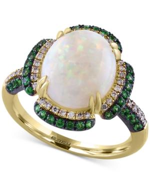 Effy Opal (2-1/2 Ct. T.w.), Tsavorite (1/2 Ct. T.w.) And Diamond (1/6 Ct. T.w.) Ring In 14k Gold