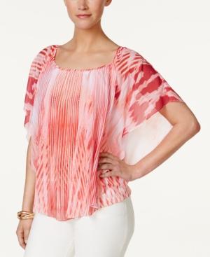 Jm Collection Printed Poncho-sleeve Top, Only At Macy's