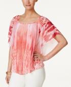 Jm Collection Printed Poncho-sleeve Top, Only At Macy's