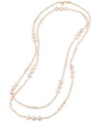 Carolee Gold-tone Imitation Pink Pearl Long Rope Necklace