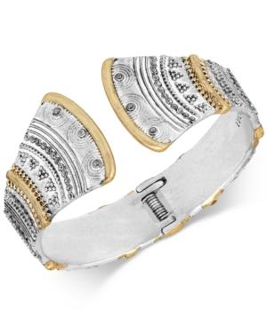 Lucky Brand Two-tone Pave Hinged Bangle Bracelet