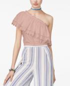 American Rag Juniors' One-shoulder Crochet Ruffle Crop Top, Created For Macy's