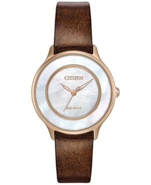 Citizen Women's Eco-drive Brown Patent Leather Strap Watch 30mm Em0383-08d