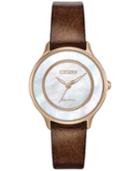 Citizen Women's Eco-drive Brown Patent Leather Strap Watch 30mm Em0383-08d
