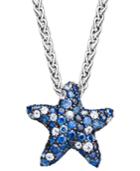 Sapphire Splash By Effy Multicolor Sapphire Pave Starfish Pendant Necklace In Sterling Silver (2-3/4 Ct. T.w.)