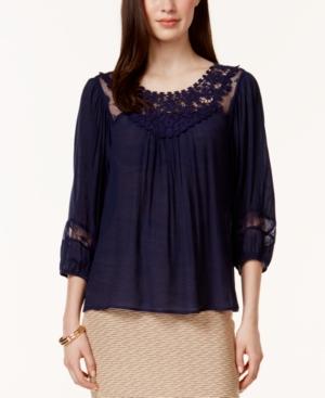 Jpr Crochet Lace-trim Peasant Top