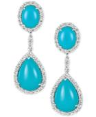 Le Vian Robin's Egg Turquoise (10-3/4 Ct. T.w.) And White Sapphire (1-5/8 Ct. T.w.) Drop Earrings In 14k White Gold