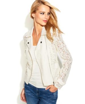 Inc International Concepts Asymmetrical Lace Moto Jacket
