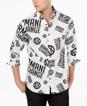 Armani Exchange Men's Logo-print Stretch Shirt