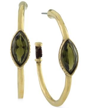 The Sak Earrings, Gold-tone Green Stone Hoop Earrings