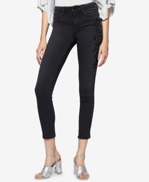 Sanctuary Robbie Velvet-embroidered Ankle Skinny Jeans