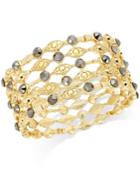 Inc International Concepts Gold-tone & Hematite-tone Stone Grid Stretch Bracelet, Only At Macy's