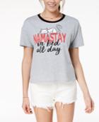 Pretty Rebellious Juniors' Nama-stay Cat Graphic Ringer T-shirt