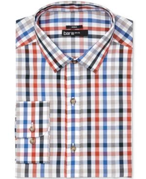 Bar Iii Men's Slim-fit Stretch Easy Care Quatro Twill Gingham Dress Shirt, Only At Macy's