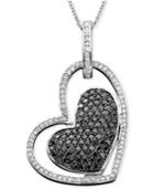 Caviar By Effy Diamond Black And White Diamond Heart Pendant (7/8 Ct. T.w.) In 14k White Gold