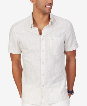 Nautica Men's Linen Blend Leaves-print Short-sleeve Shirt