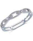 Charter Club Silver-tone Pave Crystal Link Hinge Bracelet, Only At Macy's