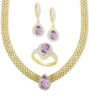 Victoria Townsend Amethyst (5-1/2 Ct. T.w.) And Diamond (1/10 Ct. T.w.) Jewelry Set In 18k Gold-plated Brass