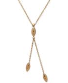 Polished Marquise Beaded Lariat Necklace In 18k Gold