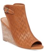 Lucky Brand Women's Risza Perforated Buckle-detail Peep-toe Wedges Women's Shoes