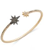 Inc International Concepts Two-tone Pave Star Open Bangle Bracelet, Created For Macy's