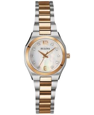 Bulova Women's Diamond Accent Two-tone Stainless Steel Bracelet Watch 26mm 98p143