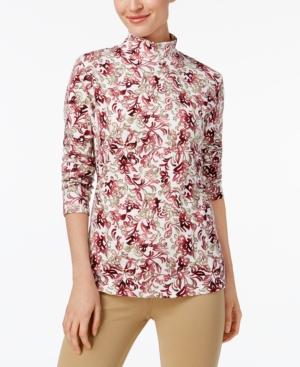 Karen Scott Printed Mock Turtleneck Top, Created For Macy's