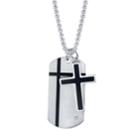 He Rocks Cross And Tag Pendant In Stainless Steel, 24 Chain