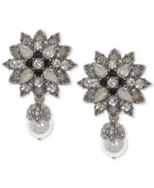 Marchesa Silver-tone Crystal & Imitation Pearl Drop Earrings