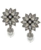 Marchesa Silver-tone Crystal & Imitation Pearl Drop Earrings