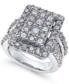 Diamond Square Cluster Engagement Ring (4 Ct. T.w.) In 14k White Gold