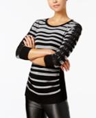 Bcx Juniors' Striped Lace-trim Sweater