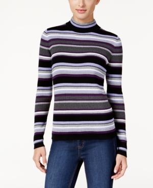 Karen Scott Striped Ribbed Sweater, Only At Macy's